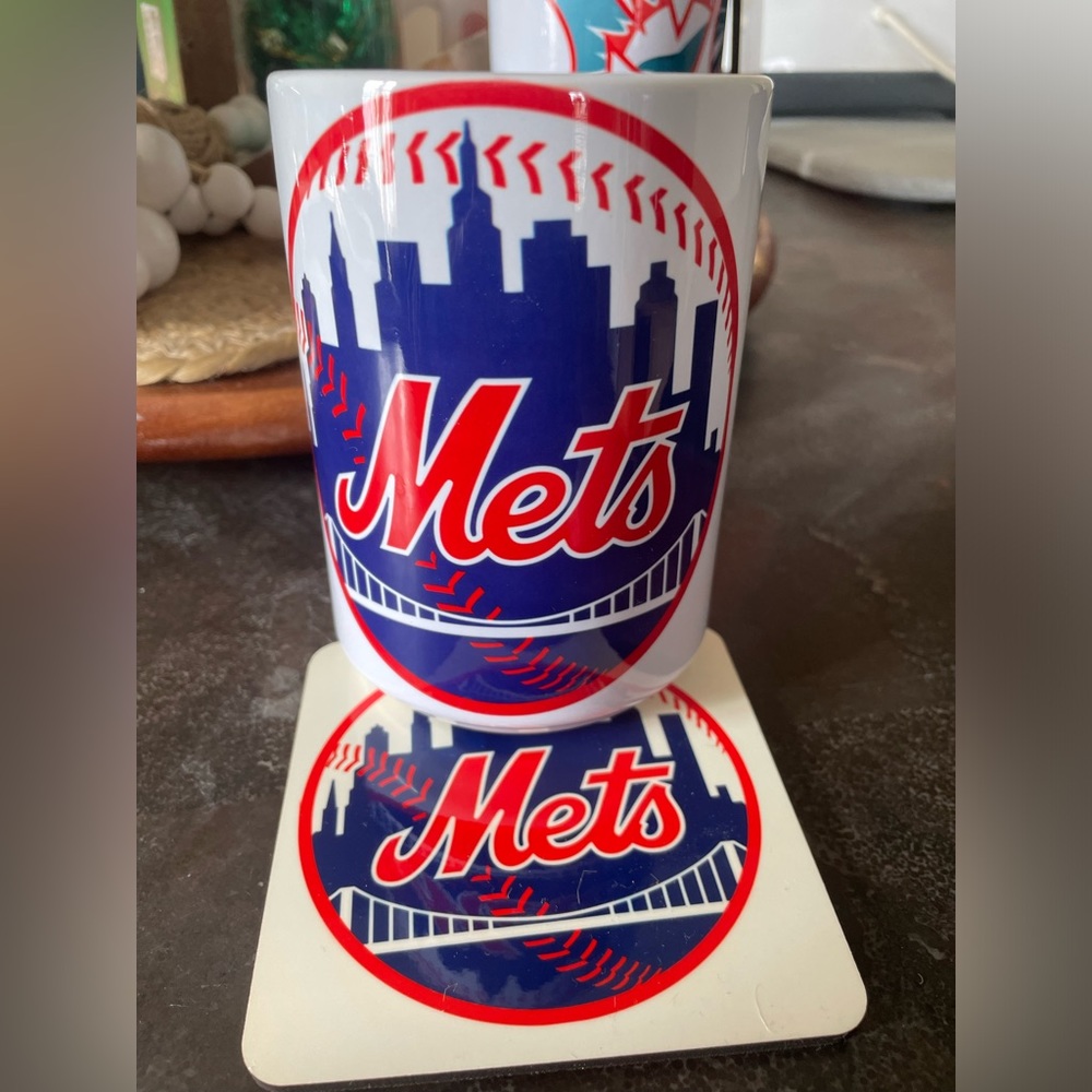 NY Mets mug and coaster set, NEW!